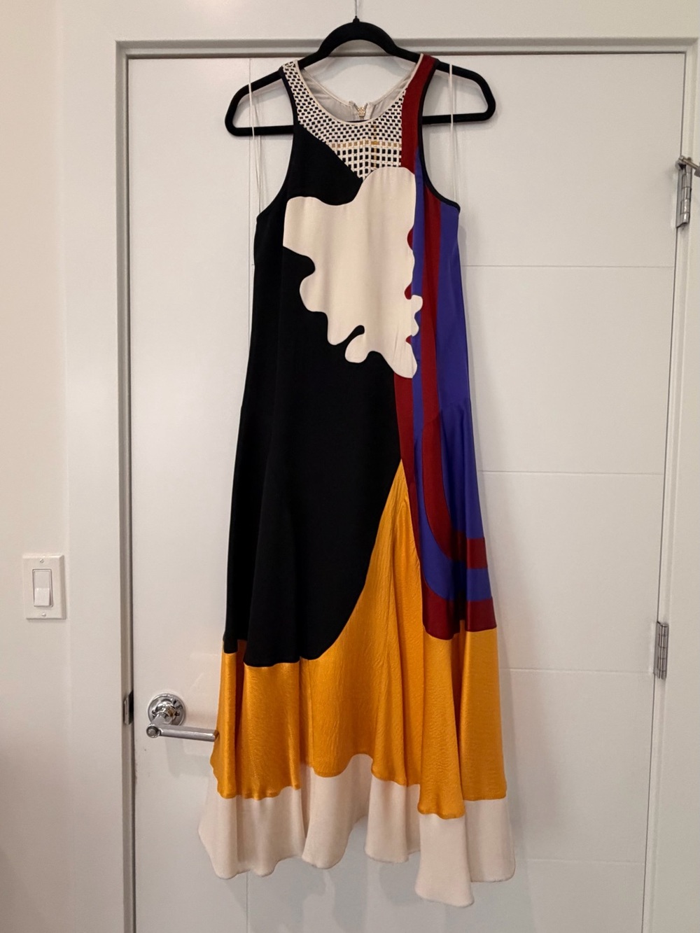 Roksanda #Colorblock Maxi Dress with Abstract Print - Black, Mustard & Purple